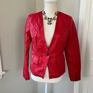 Black Rivet Red Faux Leather Jacket